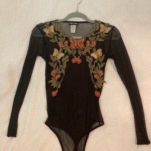 NWOT Embroidered Mesh Bodysuit